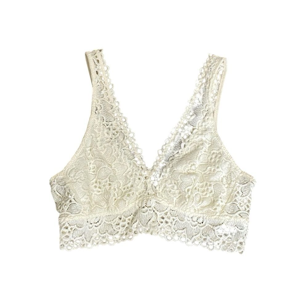 Aerie Lace Bralette Ivory Cream Boho Crochet Lace Festival Coquette Cottagecore